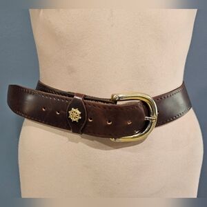 WALL ST. Unisex Spanish Polished Waterproof Leather Brown Nautical Belt 100cm/40